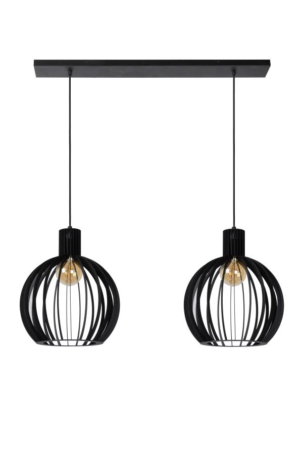 Lucide MIKAELA - Pendant light - 2xE27 - Black - turned off